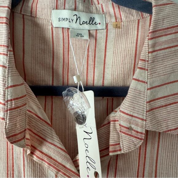 NEW Simply Noelle linen blend tunic button down blouse - Picture 4 of 8